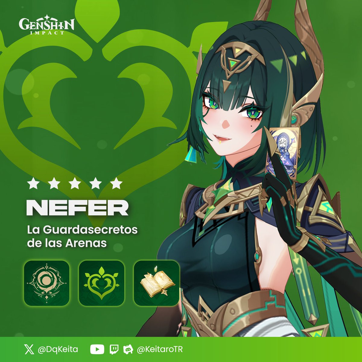 DqKeita's tweet image. GUÍA DE EQUIPAMIENTO PARA #NEFER🐍
¡Dale ❤️y🔁 para una mayor difusión!
#GenshinImpact #原神 #hoyocreators #Genshinguide