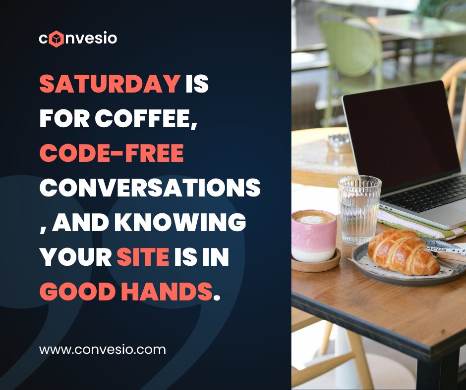 convesio's tweet image. Enjoy your code-free Saturday with a hot cup of coffee. We're hosting your peace of mind, so you know your site is always in good hands.
#SaturdayVibes #CodeFree #PeaceOfMind