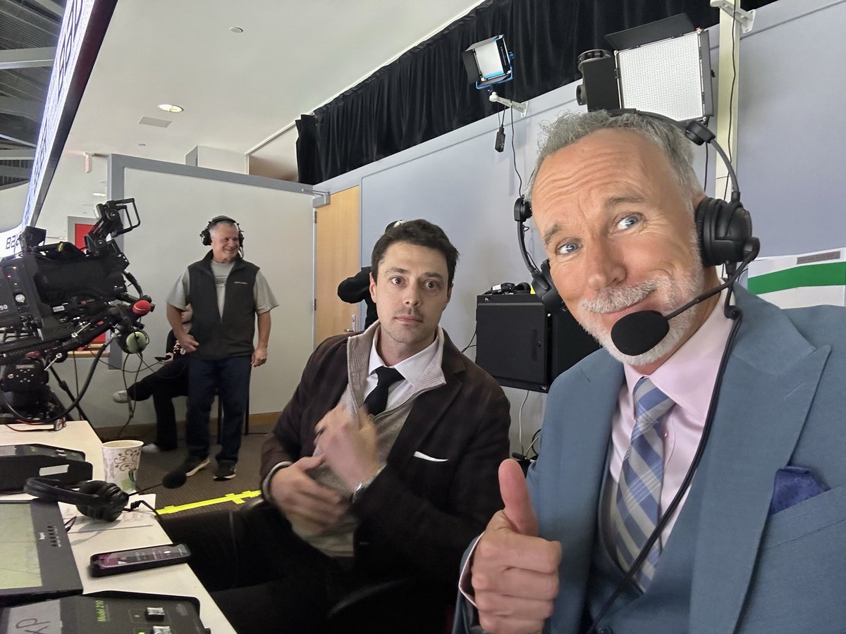 The boys are ready for Michigan St and BU on ESPN2 at 7pm. I have the over/under of guys playing in the NHL at 24. Roughly 100 NHL personnel are here watching all these draft picks. Saw Torey Krug who played at Michigan St.