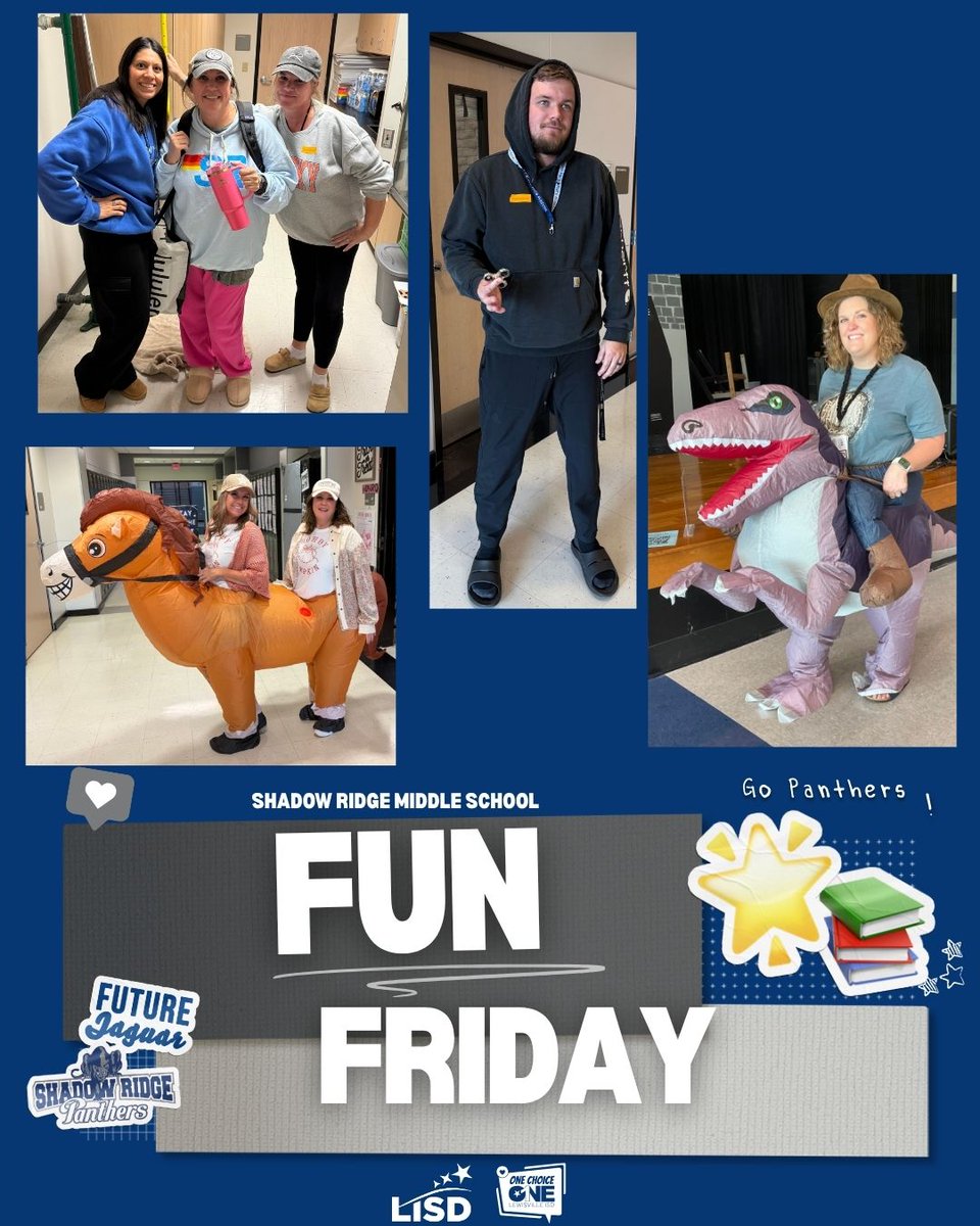 ShadowRidgeMS's tweet photo. βWhat is my teacher wearing?β was the big question of the week as our staff joined in a secret spirit week! π Themes included Dress Like a Student, Comfy Day, and Fun Friday β and the results were hilarious! ππ #spiritweekfun https://t.co/RkkvX3qQJk