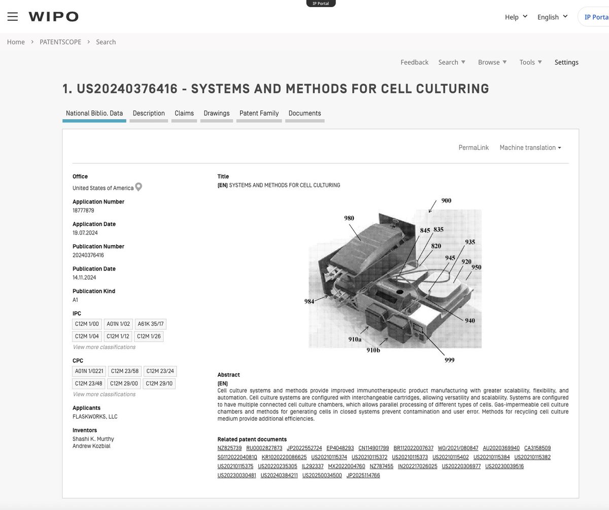 #Flaskworks "Notice of Allowance Mailed" on October 16, 2025: US18/777,879 - "Systems and methods for cell culturing"

Next steps: Patent issuance payment and grant.

patentscope.wipo.int/search/en/deta…

$NWBO