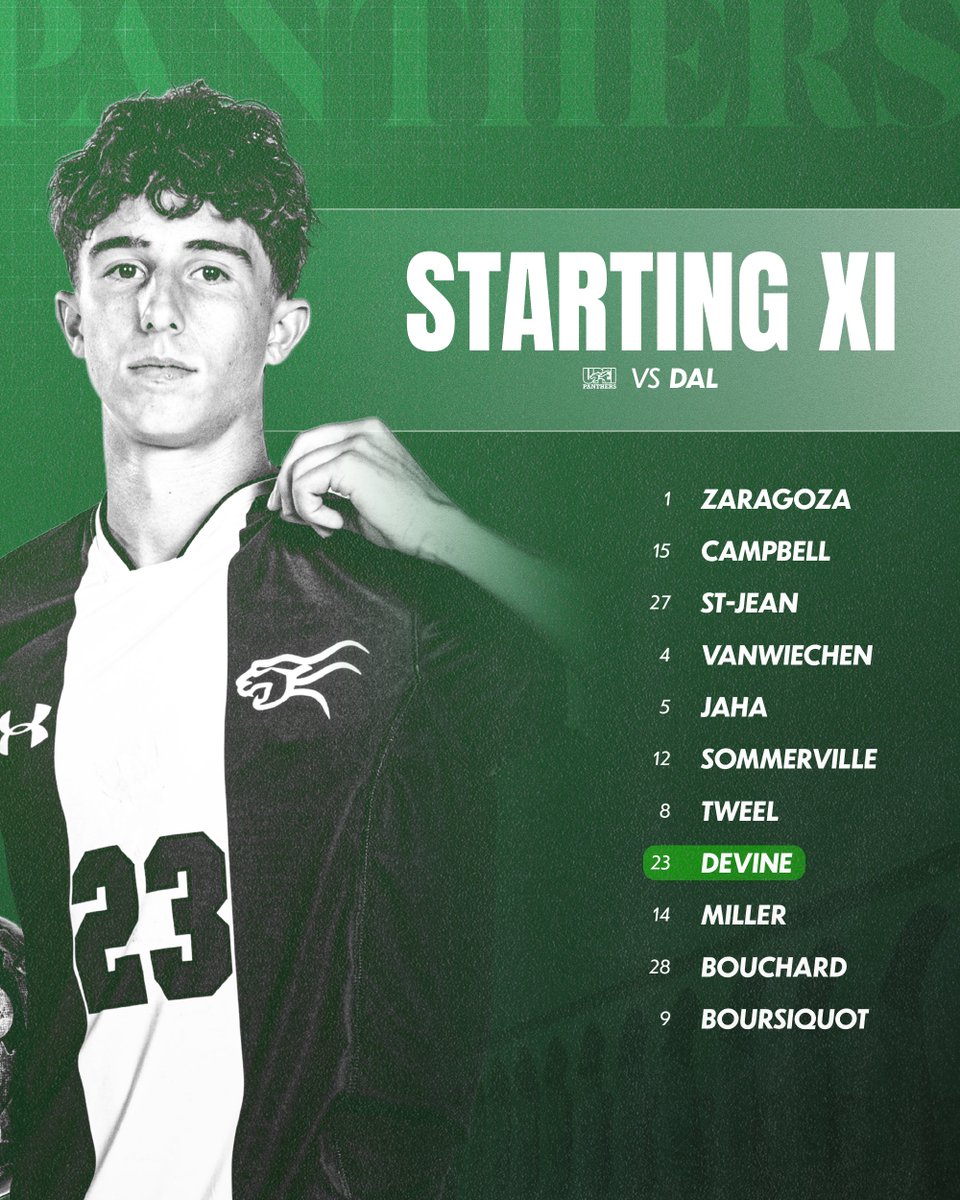 Tonight's STARTING XI vs. Dalhousie!

#GoPanthersGo | #Soccer