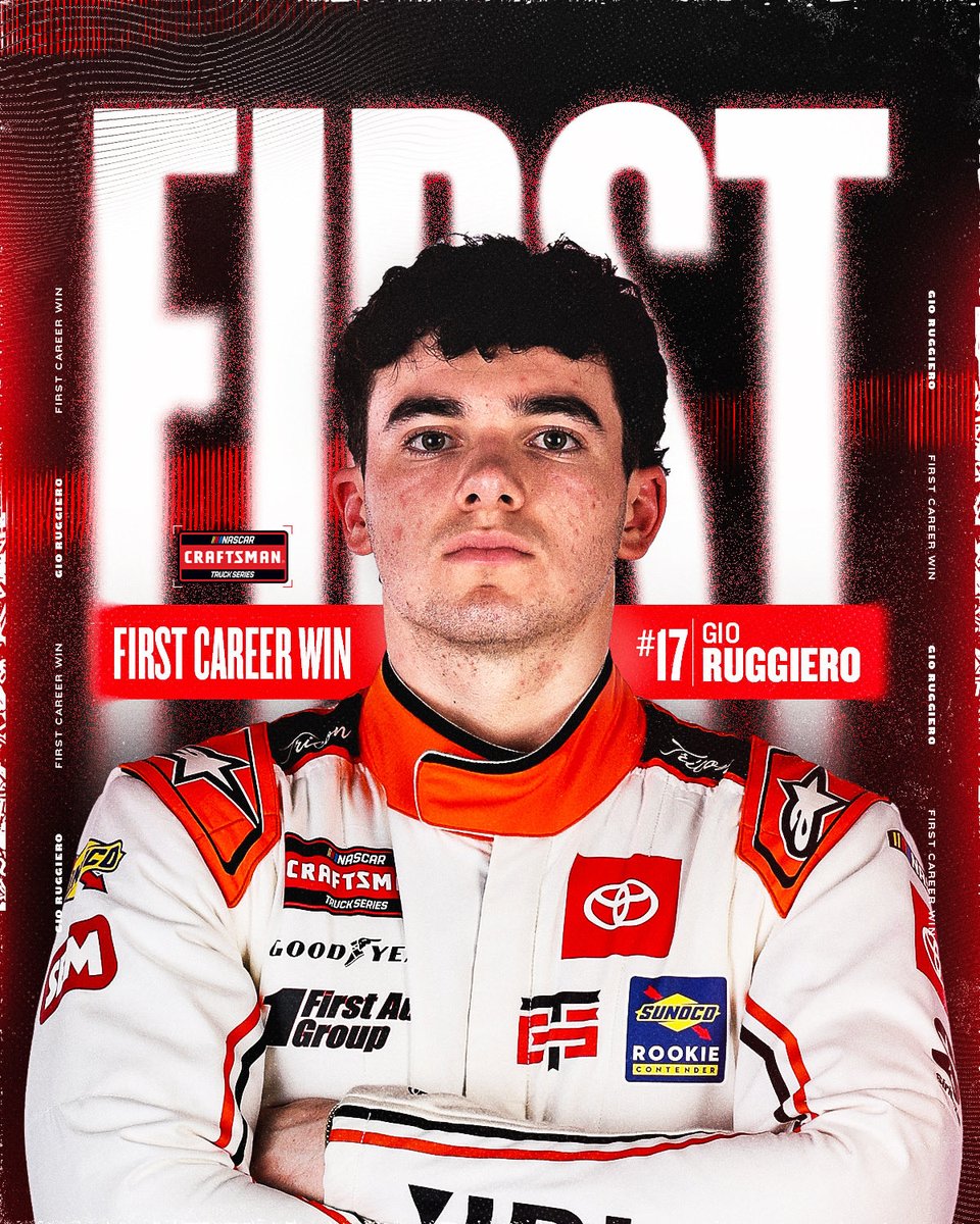 He’ll never forget this moment. 🏁

Repost to congratulate <a href="/Gio_Ruggiero1/">Giovanni Ruggiero</a> on his first career win in the CRAFTSMAN Truck Series!