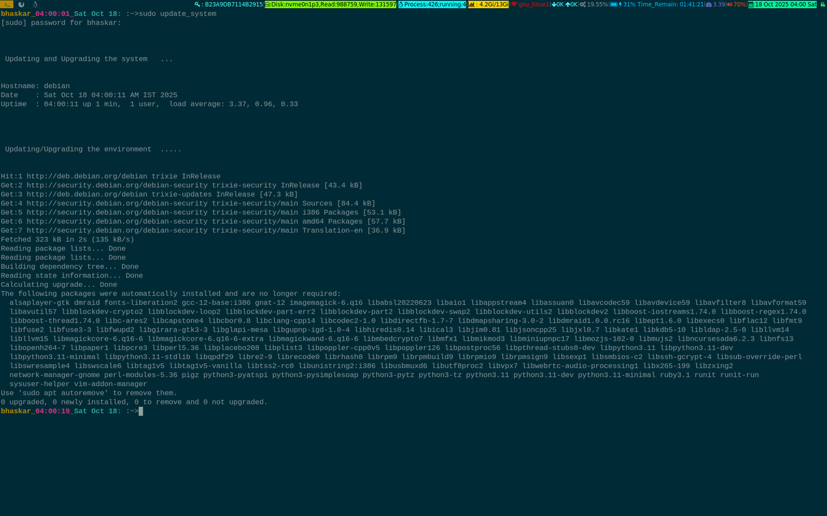 unixbhaskar's tweet image. 🤣🤣🤣🤣🤣👍👍
It is as clean as whistle!
#linuxadmin #debian #opensource #operatingsystem #linux