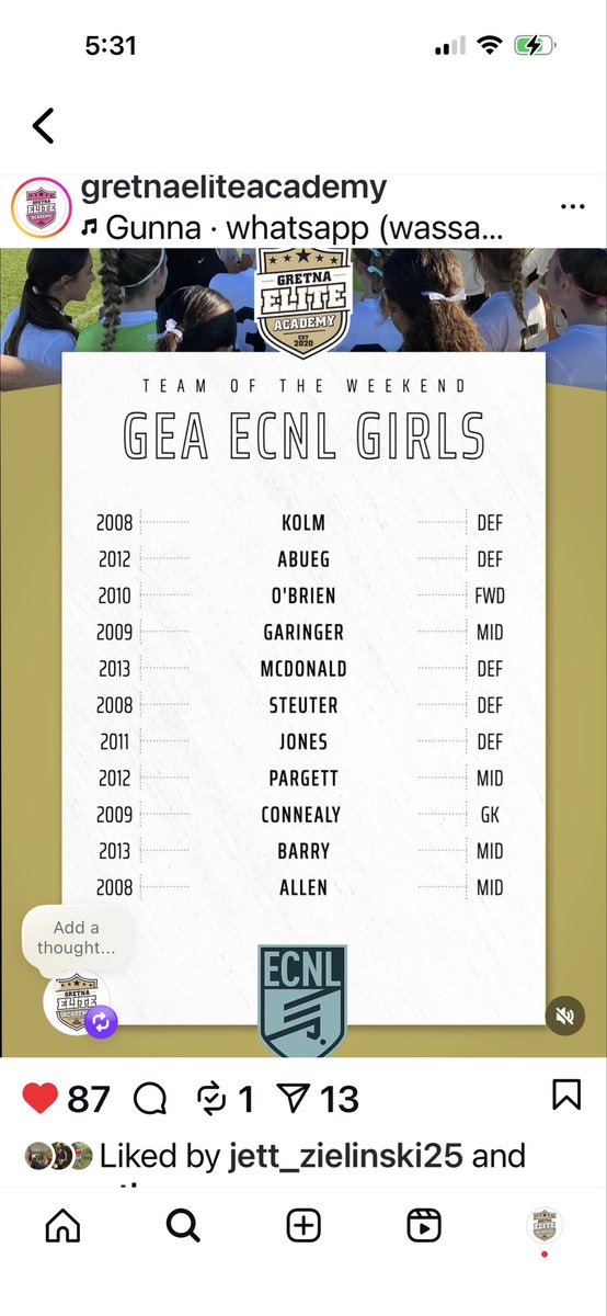 Congrats Rylee! Team of the Weekend! Keep working hard and making us proud! 🙌🏼👏👏👏<a href="/RyleeOBrie66332/">Rylee O'Brien</a>