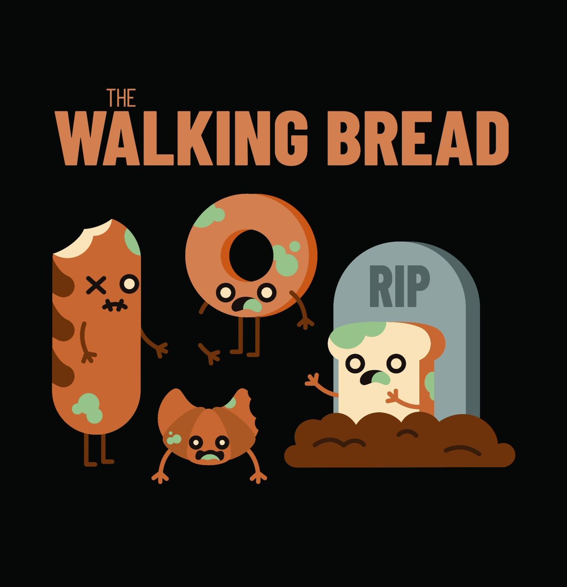 Happy Friday! Here's a new design I just made! 🥐🥖🍞

Find it in my Redbubble &amp; TeePublic shops! linktr.ee/penguinfreaksh3

RIP to all the moldy bread that ends up thrown away 😭

#walkingdead #creepycute #spookycute #undead #bread