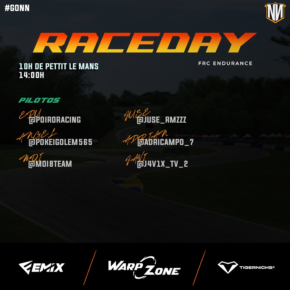 #AssettoCorsa | ¡𝐑𝐀𝐂𝐄𝐃𝐀𝐘!

🏆 | <a href="/FRC_Liga/">Formula Real Championships</a>
🚗 | ACURA HYP &amp; PORSCHE GT3 
📌 | Road Atlanta - 10h
⏰ | 14:00h
📺 | twitch.tv/sobreruedas_tv

𝑷𝑰𝑳𝑶𝑻𝑶𝑺
<a href="/PoiroRacing/">eroyes19</a>
<a href="/PokeiGolem565/">angelee_565</a> 
<a href="/J4V1X_TV_2/">Yabix</a> 
<a href="/ivannnnPerez/">Jusee Perez</a> 
<a href="/Moi8Team/">MOI8TEAM</a> 
adricampo_07

  #GoNN 🧡 · #NNsimracing