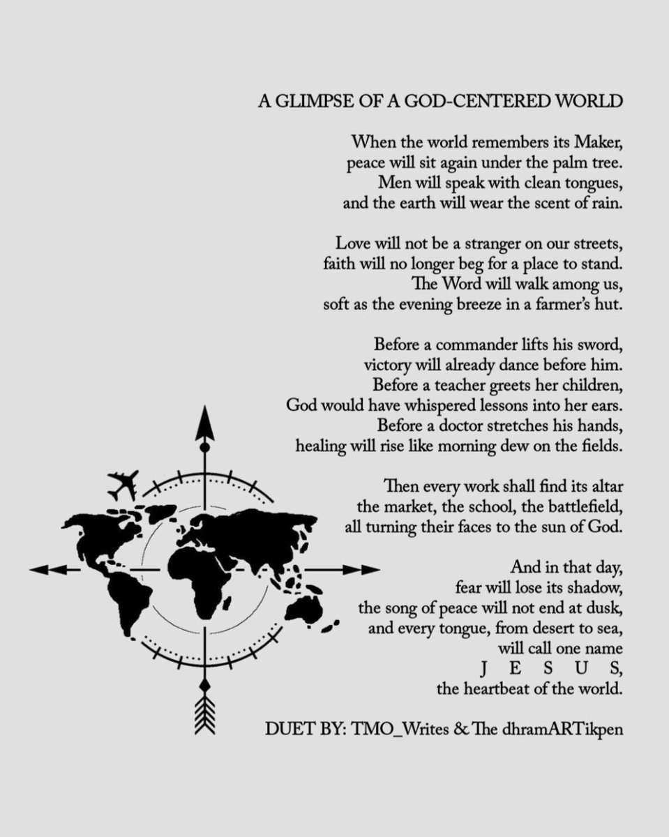 dhramatikpenn's tweet image. A GLIMPSE OF A GOD-CENTERED WORLD (A duet)
Then every work shall find its altar
the market, the school, the battlefield,
all turning their faces to the sun of God.
47/100
#thedhramartik #the365kreativhub #the100writingmarathon