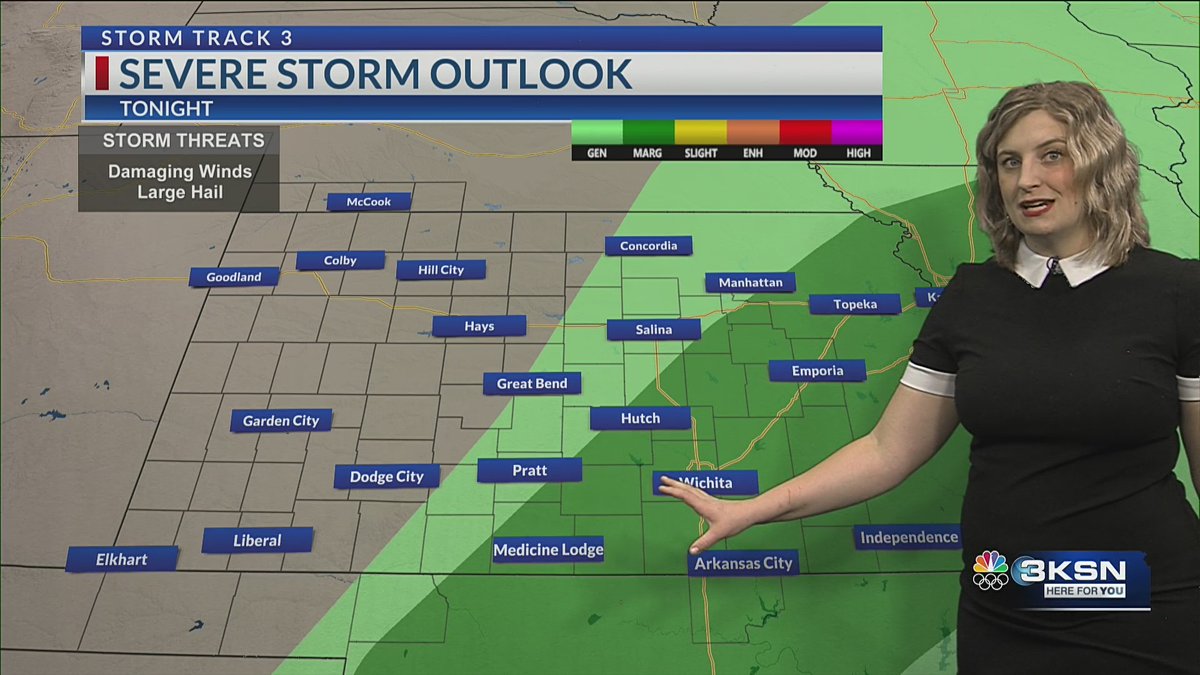 Showers will begin to develop along the passing front this evening, with a few isolated severe storms possible. A secondary cold front will bring strong northerly winds to the region on Saturday.
ksn.com/weather/weathe… <a href="/KSNNews/">KSN News Wichita</a> <a href="/KSNStormTrack3/">KSN Storm Track 3</a> #kswx