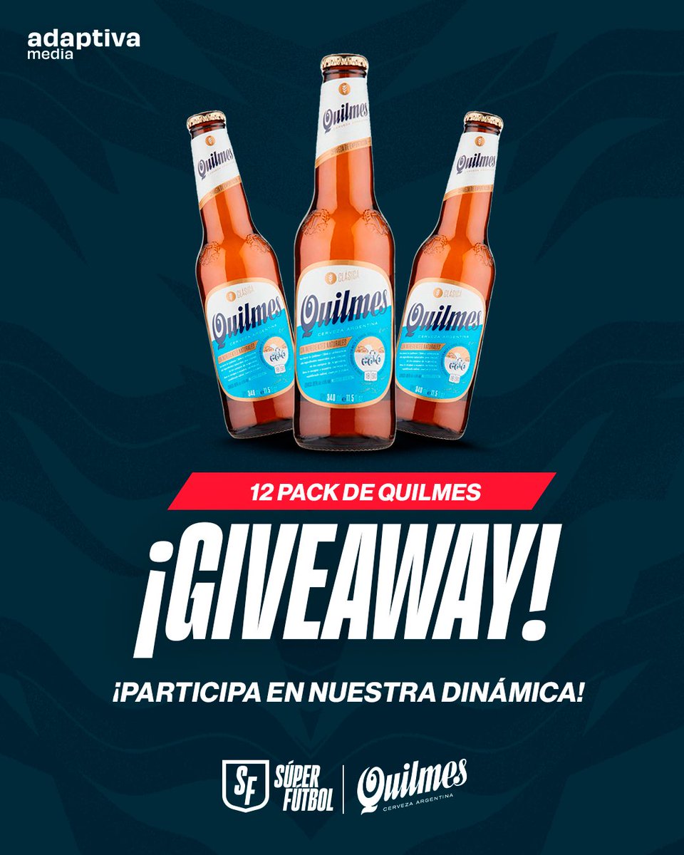 ¡GIVEAWAY ALERT! 🍻

¿Quieres llevarte un 12 pack de cerveza Quilmes? 👀🍺
Aquí te contamos cómo participar y ser uno de los dos posibles ganadores:

1️⃣ Dale RT a este post.
2️⃣ Síguenos en nuestra cuenta.
3️⃣ Responde esta publicación y contamos con quien disfrutarás este 12 pack