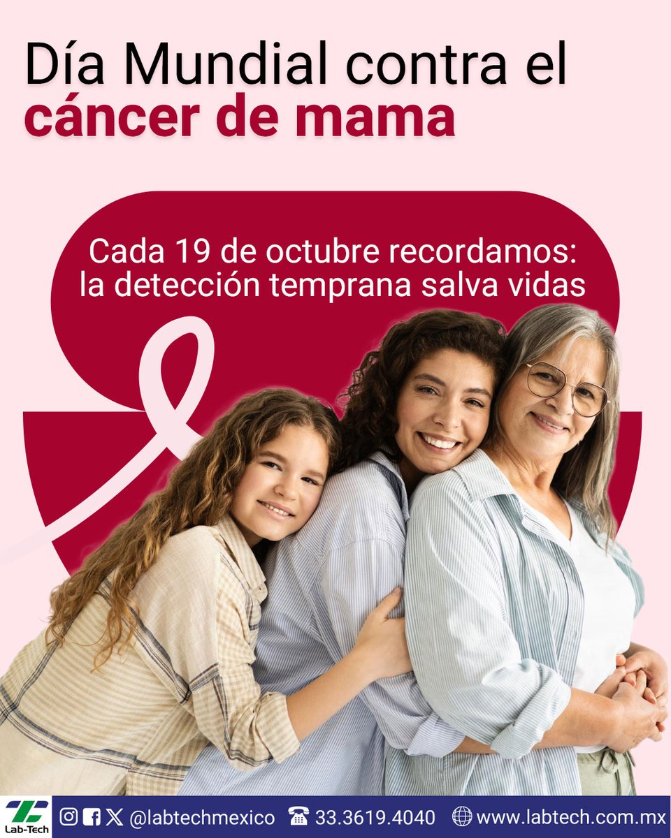 LabTechMexico's tweet image. Cada 19 de octubre recordamos la importancia de la detección temprana del cáncer de mama. La ciencia, la prevención y la conciencia son nuestras mejores herramientas. 🎗️ #DíaMundialContraElCáncerDeMama #OctubreRosa