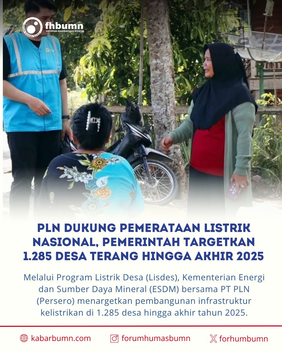 ForHumBUMN's tweet image. Program ini menjadi bukti nyata kehadiran negara dalam memastikan keadilan energi bagi seluruh rakyat Indonesia. Presiden Prabowo Subianto sendiri menargetkan 5.758 desa dan 4.310 dusun di seluruh Indonesia dapat segera terbebas dari kegelapan.