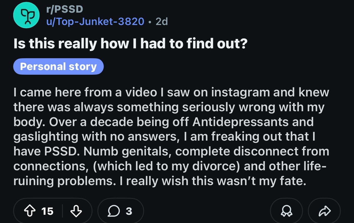 ronan_pssd's tweet image. “PSSD is so rare” it’s not, it’s underreported.
