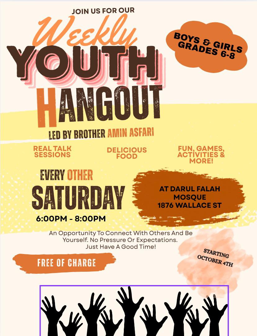 DarulFalah2022's tweet image. Bi-Weekly Youth Hangout!
Join us for a fun and meaningful evening led by Brother Amin Asfari.
Don’t miss it – bring a friend!
#YouthHangout #games #funactivity #yqr #DFIC #Regina