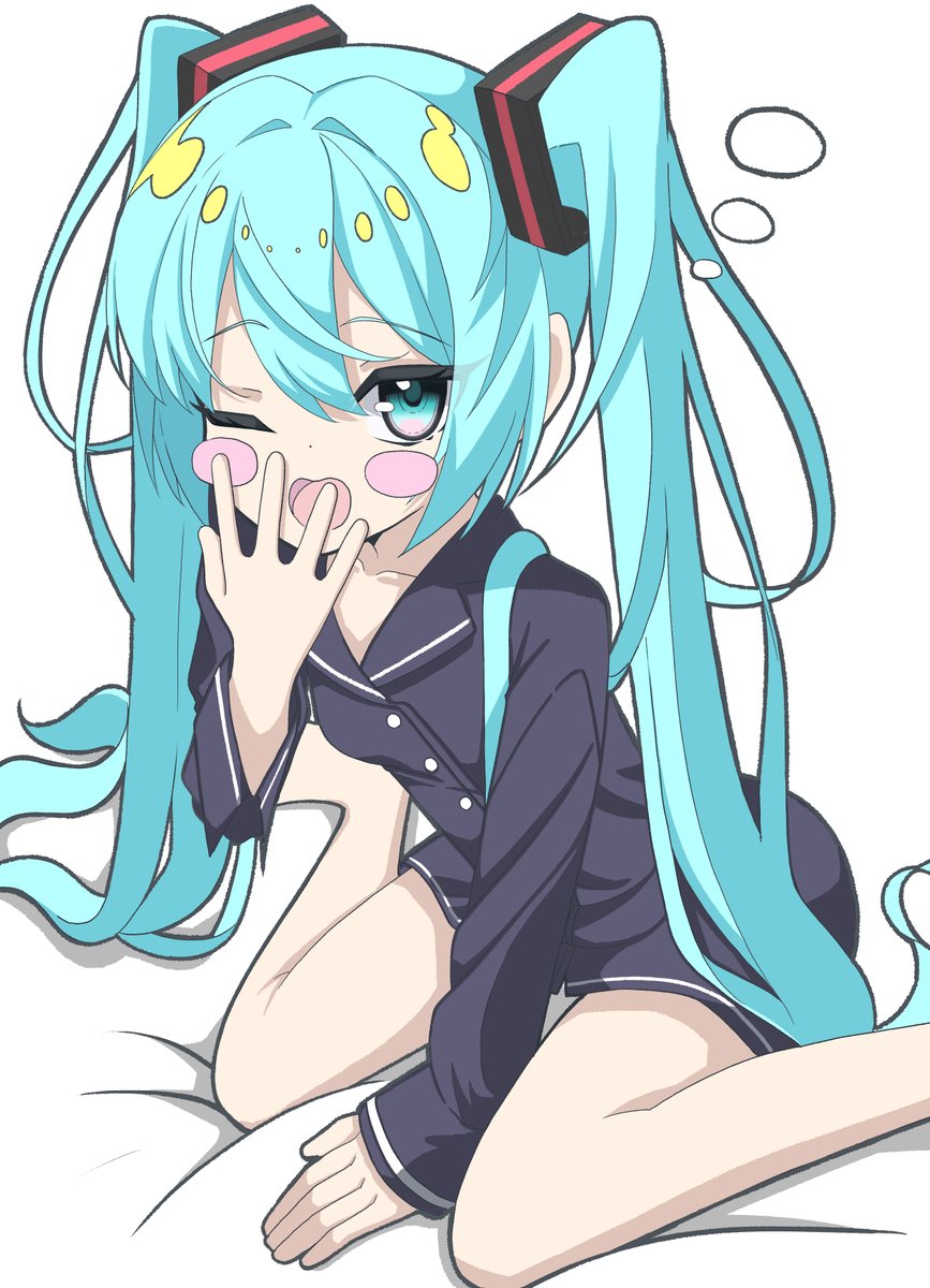 #初音ミク 
ちょっと前に描いた寝起きミクです。