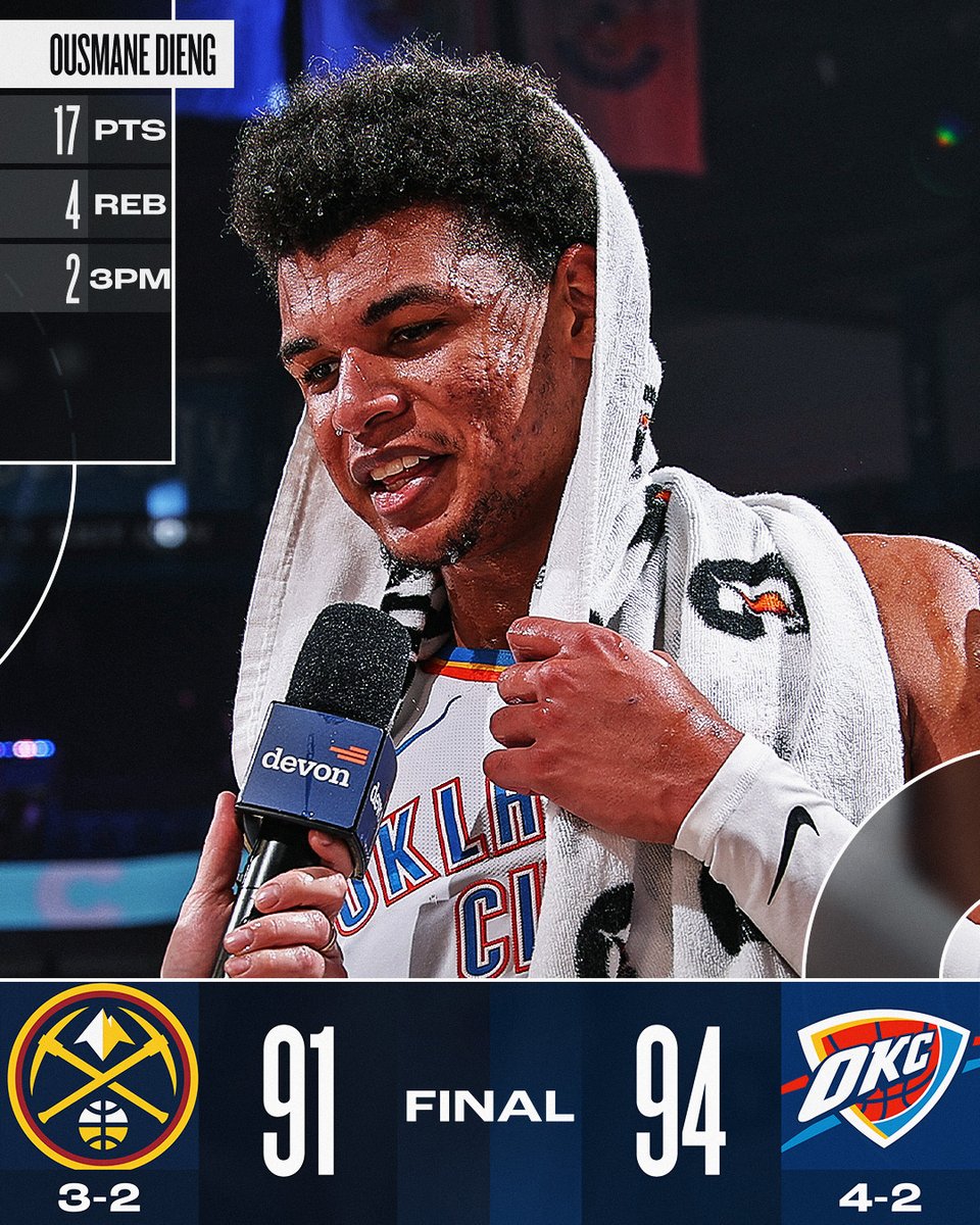 🏀 FRIDAY'S FINAL SCORES 🏀

Ousmane Dieng's @TISSOT buzzer-beater caps his 13-point 4Q as the @okcthunder win their preseason finale!

Shai Gilgeous-Alexander: 12 PTS, 5 AST, 2 3PM, 18 MIN  