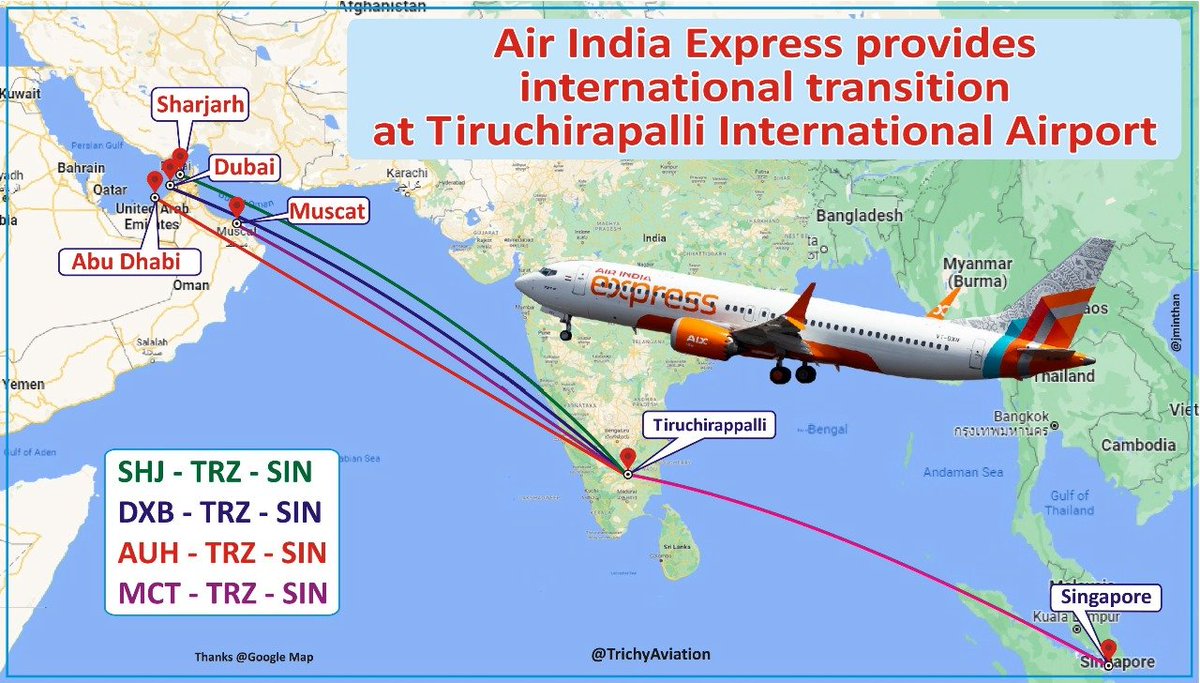 AviationTrichy's tweet image. Rocking 🎇. #Trichy is the only non-metro airport in India will have International transition &quot;I to I&quot; facility on 26/10/2025 by Air India Express - IX. Trichy is the only International transit point in India by IX. Trichy is ensuring its stronghold in the Southeast Asia traffic.