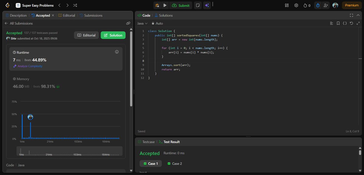 iShiv_twt's tweet image. ➜Hit 100 LeetCode problems!
Solved “Three Consecutive Odds” & “Squares of a Sorted Array” today.
#LeetCode #Java #100DaysOfCode