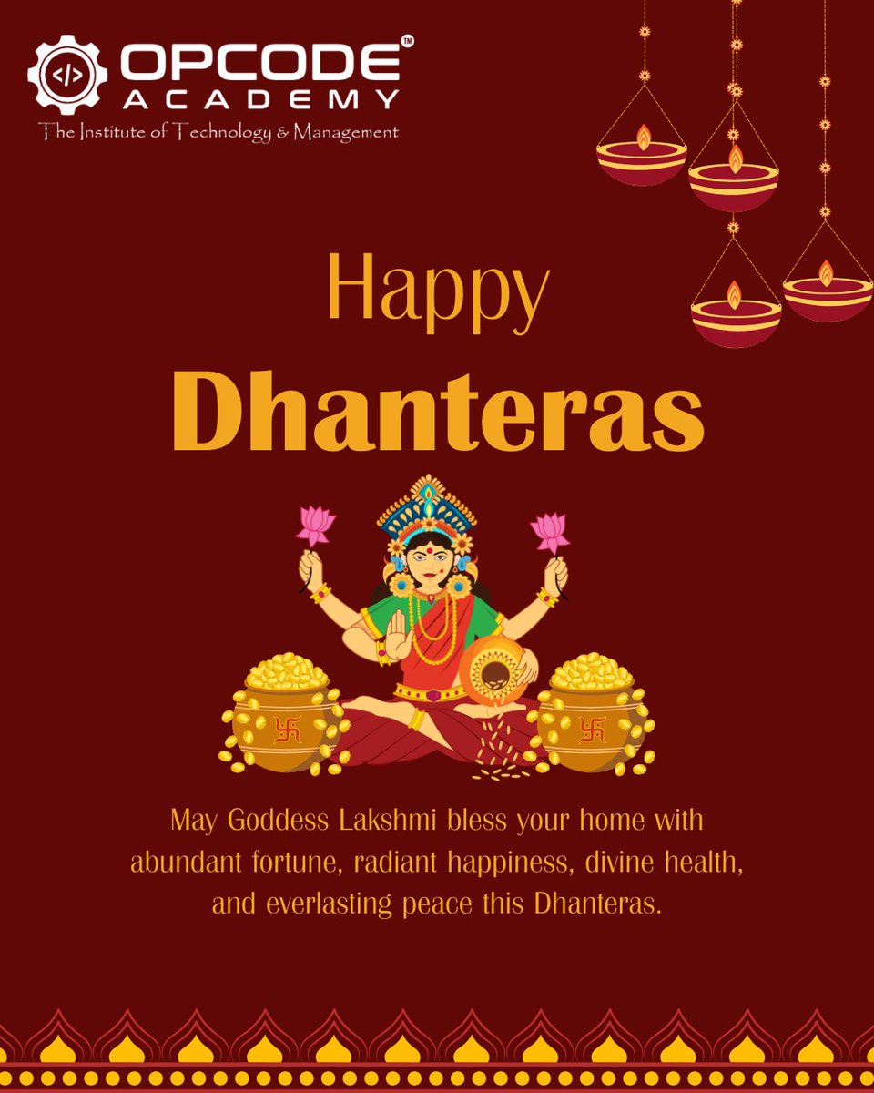 opcodeacademy's tweet image. 🔷 Dhanteras reminds us that true wealth lies in knowledge, health, and kindness. 💫

🔷 Let’s celebrate this day by spreading light and learning! 📚🪔

#opcodeacademy #Dhanteras2025 #ShubhDhanteras #GoodVibesOnly #WealthAndHappiness #FestivalOfProsperity