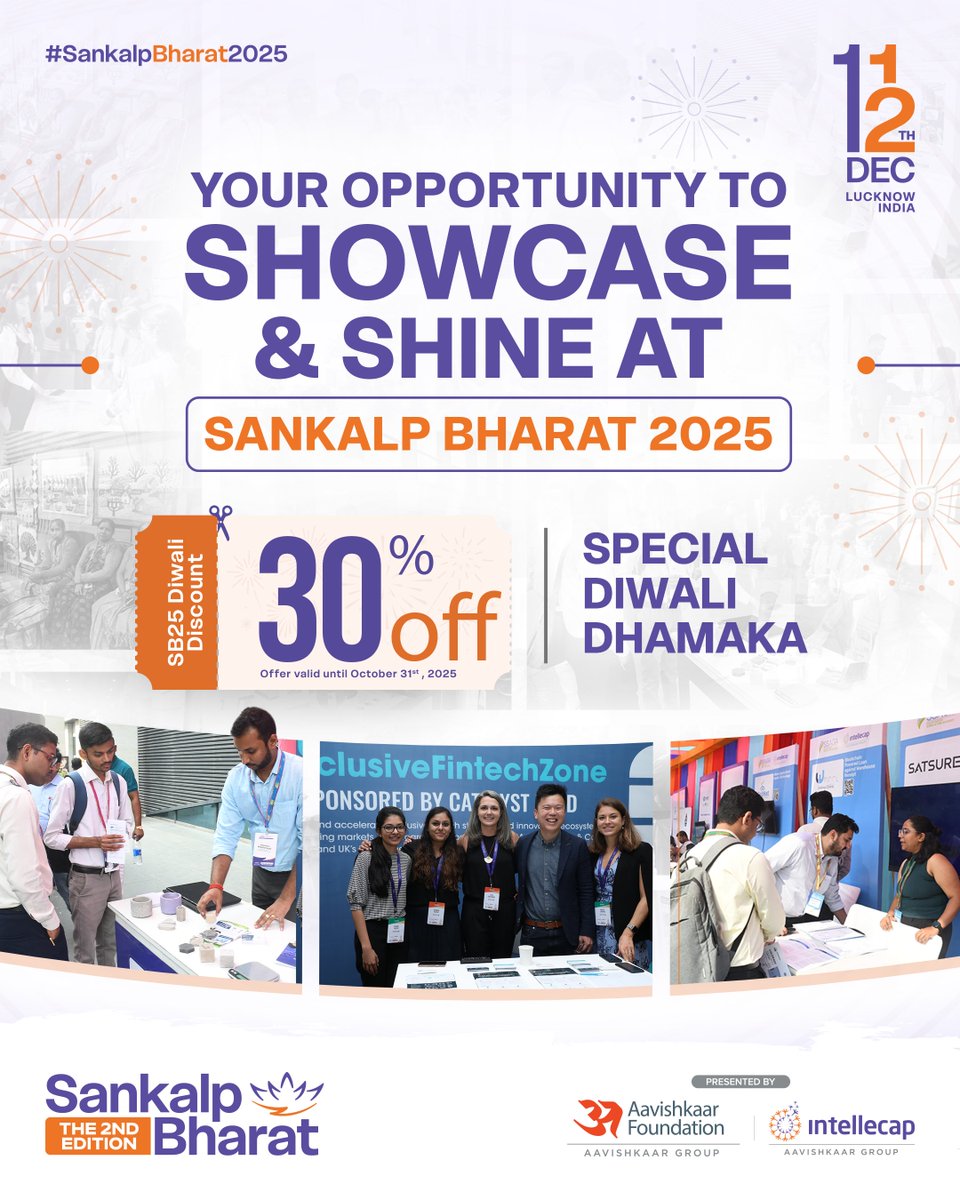 Need more than a presence at #SankalpBharat2025

Pavilions for corporates, international foundations, entrepreneurs &amp; industry associations.

A customized showcase experience that matches your business vision.

Apply for a spot today: bit.ly/4osQ54M