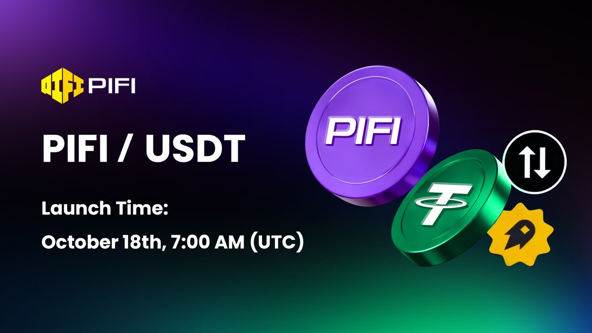 PiFi1719's tweet image. 📢 Important Announcement｜PIFI/USDT Trading Pair Launch &amp;amp; Market Support Program Released

Dear Community Members,
We are pleased to announce that the PIFI/USDT trading pair will officially go live on October 18 at 7:00 AM (UTC)!
At the same time, the PIJS/USDT trading pair will…
