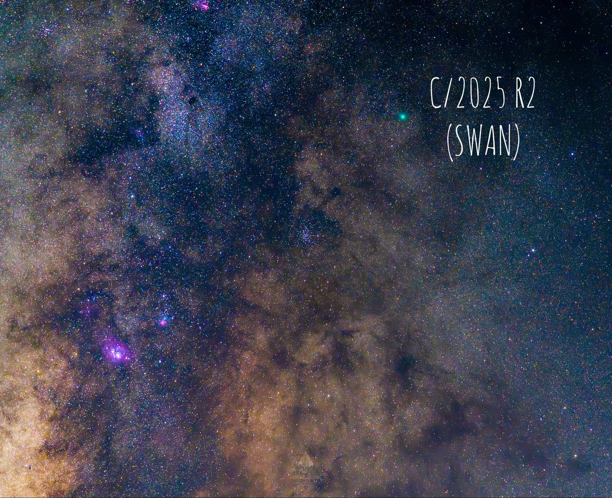 GGerardox2's tweet photo. Primeros indicios de los cometas C/2025 A6 (LEMMON) y C/2025 R6 (SWAN) sobre el hermoso cielo del Desierto de Sonora, México. https://t.co/PI5oOE0Rso
