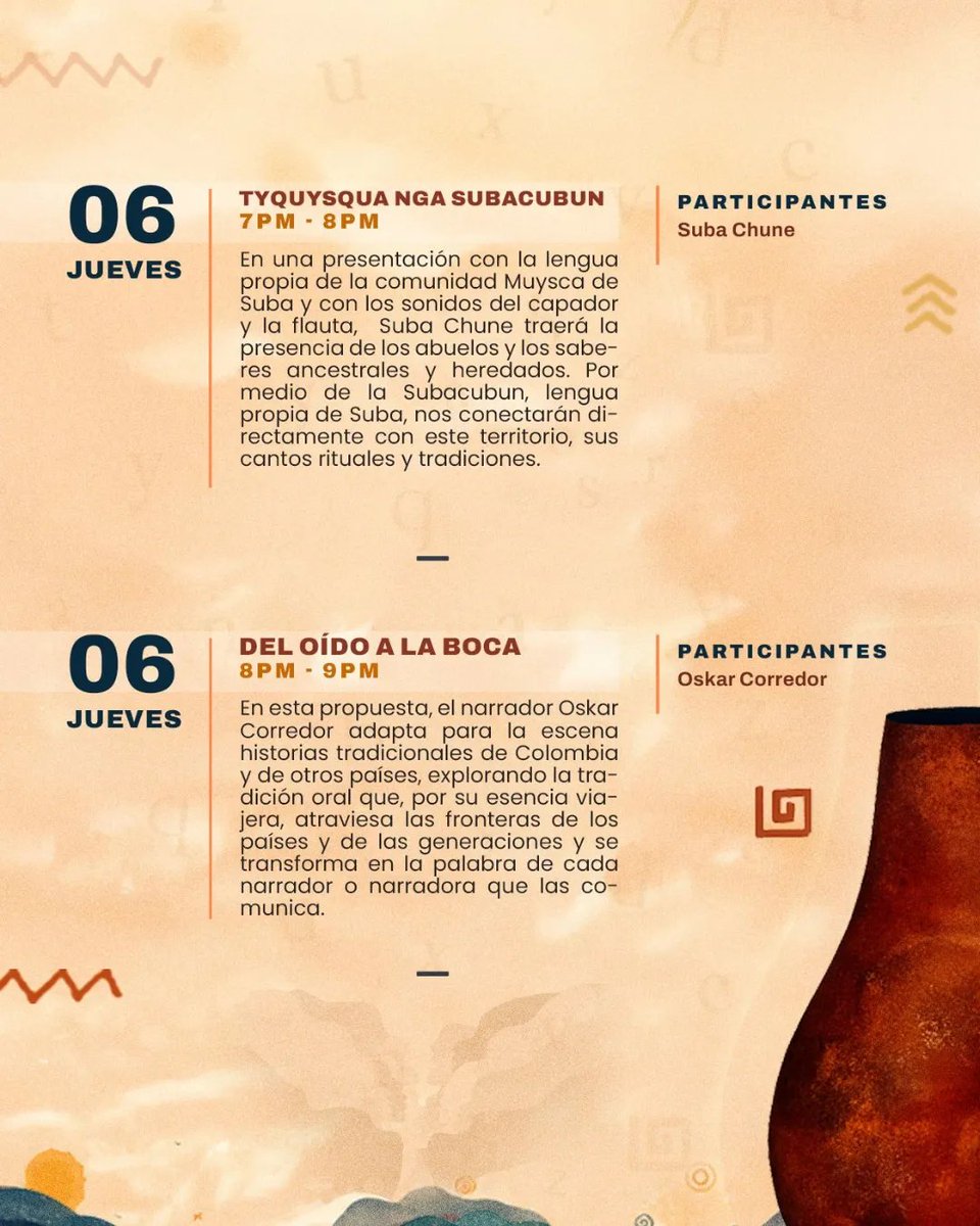 ➡️ JUEVES de Raíces y Cuentería: Encuentros con la memoria de personas mayores que narran sus territorios, relatos ancestrales indígenas en lengua muisca y la cuentería clásica que viaja por el mundo. (2)