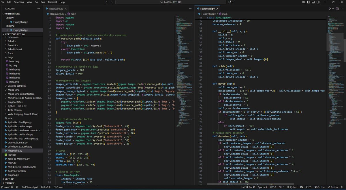 codedreams_'s tweet image. Projeto em Python: Aventura Aérea - O JOGO (PERDEU) 🐍
Feito 100% com Python e Pygame. Transformei o script em um .exe com PyInstaller para qualquer um poder jogar!
🎮 Baixe o .exe e jogue: drive.google.com/file/d/1wW49Eq…
💻 Código no GitHub: github.com/Darlan-Monteir…
#Python @BolhaDevs