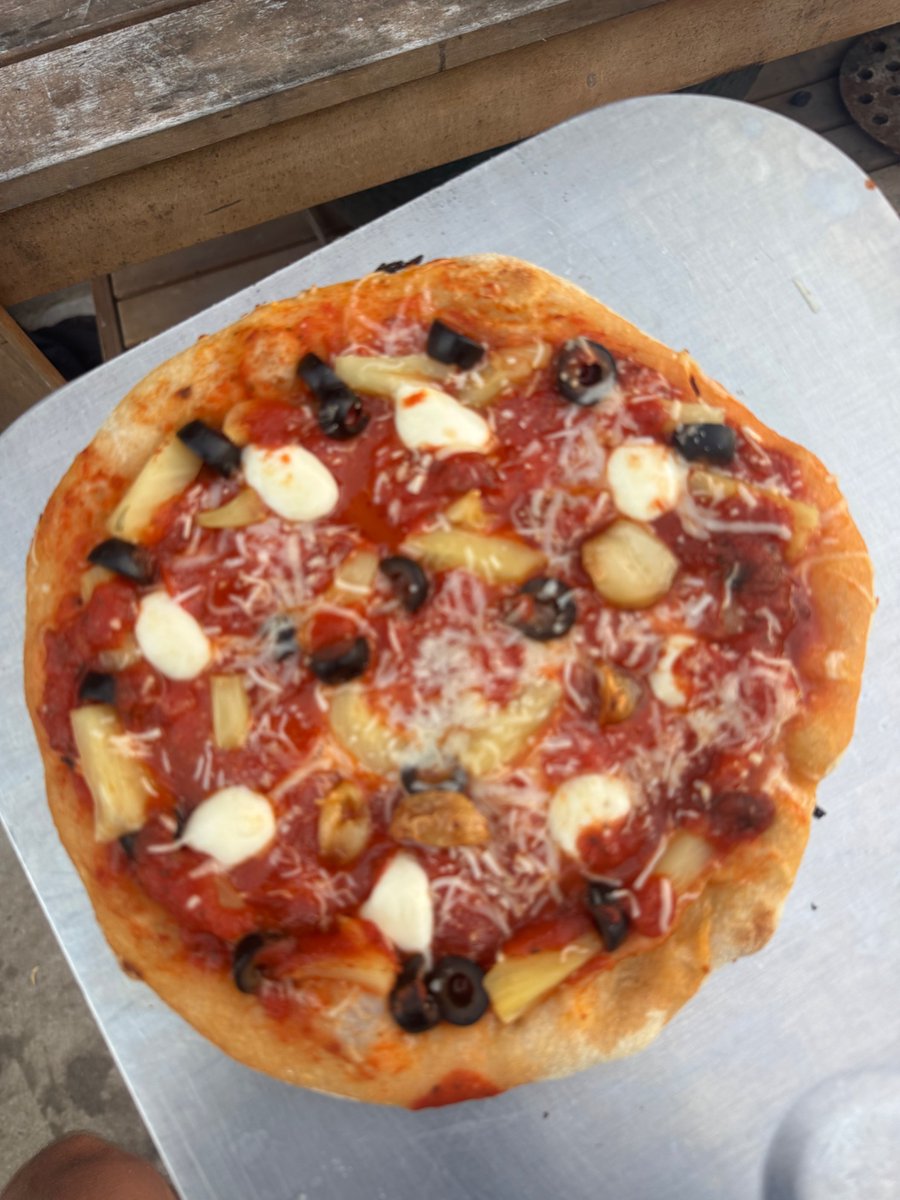 Homemade sourdough crust. Yum!