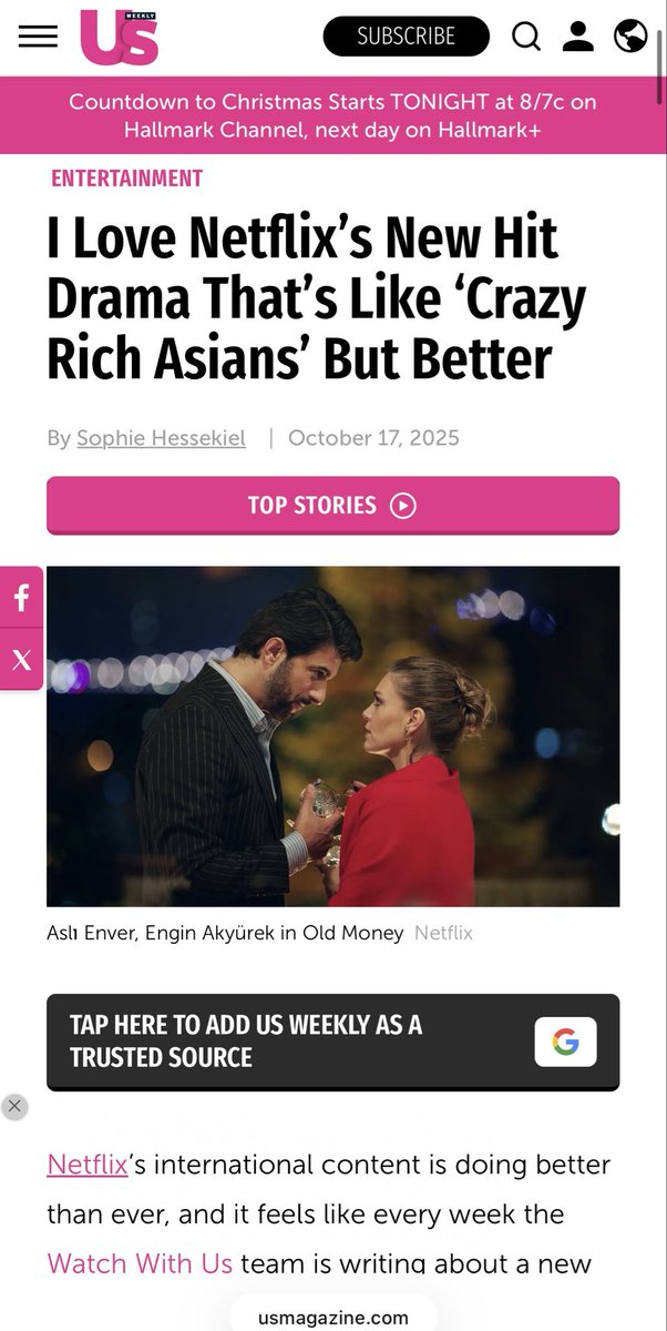 OMG we made it to <a href="/usweekly/">Us Weekly</a> in the U.S. 🇺🇸! This is insane!!l One of the biggest/popular entertainment magazine here 👏😭🥹

A must-read! So thrilled it is being recommended in such a great way! Another amazing review🫶

usmagazine.com/entertainment/…

<a href="/netflix/">Netflix</a> <a href="/netflixturkiye/">Netflix Türkiye</a> <a href="/timsandb/">TIMS&B Productions</a>