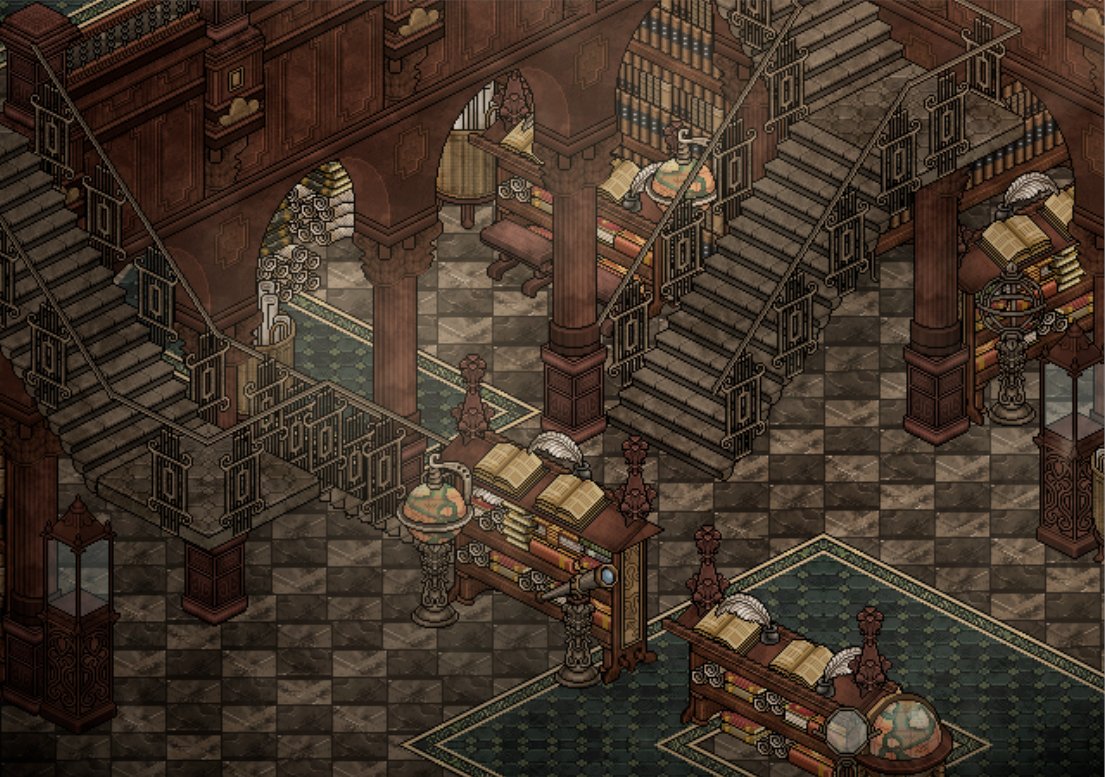 Uma pequena parte do que é a imensidão da Grande Biblioteca de Hogwarts! <3

Design Original de Diofante!
#harrypotter #hogwarts #pixelart #habbohotel #habbo <a href="/HogVirtual/">Valtus VanTassel - Arte digital y diseño Pixel</a> <a href="/Tijdverdrijvert/">Timeturner Productions</a>