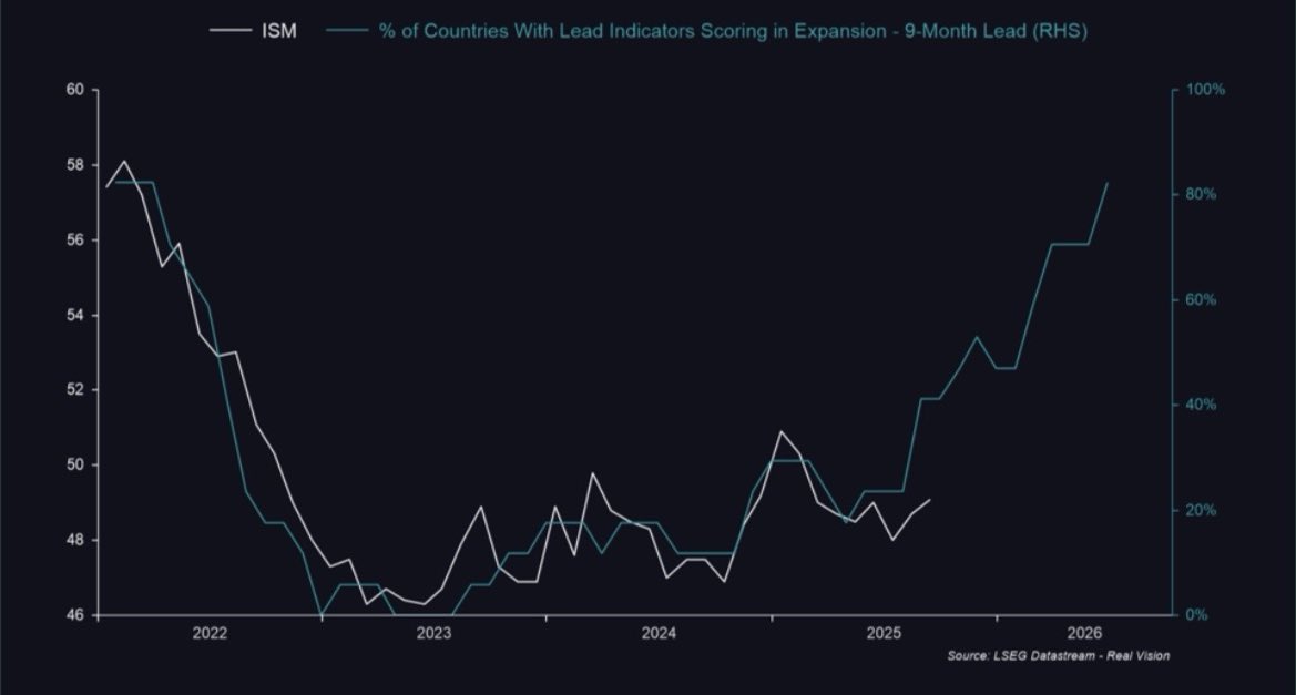 Just like all the other pull backs you forgot about, this too shall pass. 
Some macro alpha: 

ISM tracks the business cycle: 
Above 50 means expansion.
Below 50 means contraction. 
The chart basically shows how early global growth turns compared to ISM.
Over 80% of countries