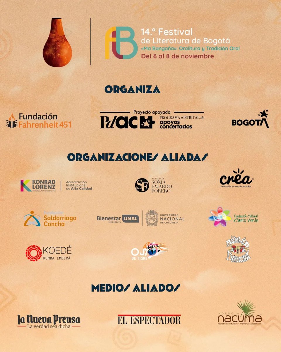 ℹ️ DATOS CLAVE: 🗓️ Fechas: 6, 7 y 8 de Nov 📍 Lugar: Auditorio Sonia Fajardo, Universidad Kónrad Lórenz. Carrera 9 Bis N° 62-43 🎟️ Entrada Libre ¡Escuchar es un acto de amor y narrar es un acto de resistencia! ¡Nos vemos en el Festival!¡ <a href="/lanuevaprensaco/">La Nueva Prensa</a> <a href="/elespectador/">El Espectador</a> <a href="/idartes/">Idartes</a>