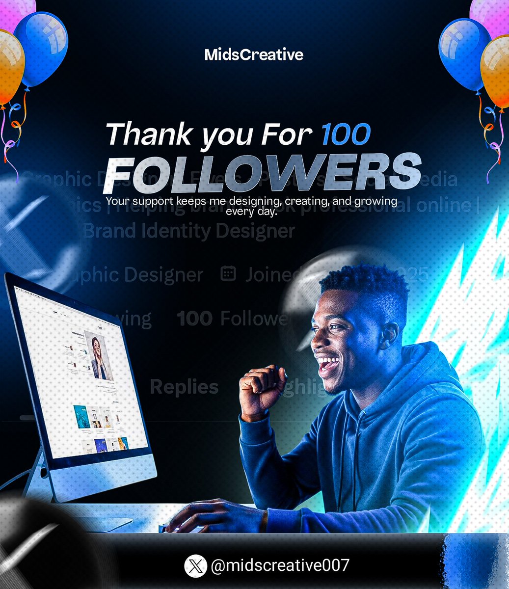 midscreative007's tweet image. From 0 to 100 — next stop, 1K 🚀
Every like, comment, and follow means progress.
Thank you for being part of this 💙
#MidsCreative #DesignLife #Consistency #graphidesign #creativeonX