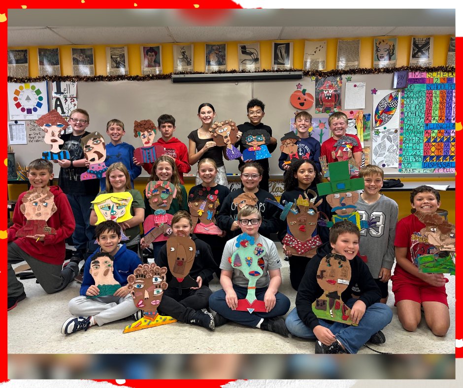 6th Graders &amp; their cardboard Picasso's!