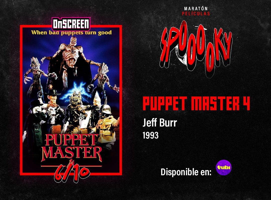 OnScreenMX's tweet image. 17. #PuppetMaster4 no es tan divertida como la anterior pero mantiene el nivel de horror de serie B bastante entretenido. Tiene la marioneta más grande hasta ahora.
