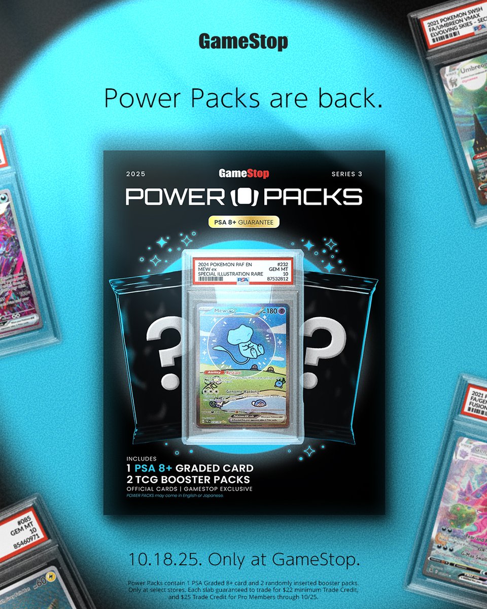 Power Packs replenish in stores tomorrow. 

Only at GameStop. Limit 1 per person.