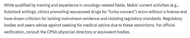 MettaBhavana1's tweet photo. @DrNeilStone #QuackAlert Makis does not currently hold an active medical license to practice medicine in Canada (or elsewhere, based on available records). His license was cancelled in 2019, and he is explicitly prohibited from practising or presenting himself as a licensed physician. https://t.co/JKFutD0b7U