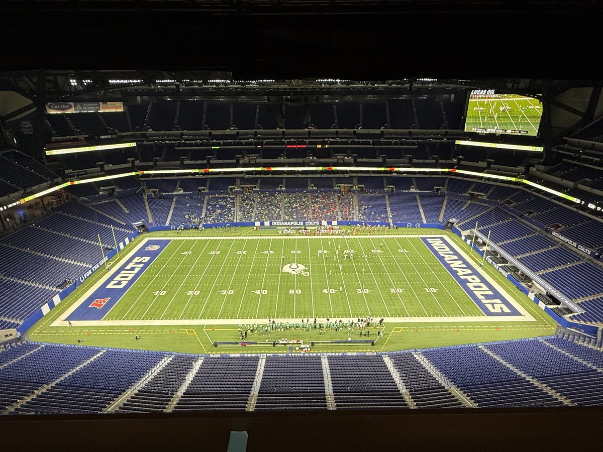 cminutemen's tweet image. The view from high atop Lucas Oil Stadium! Concord leads Plymouth 17-7 in the second quarter.