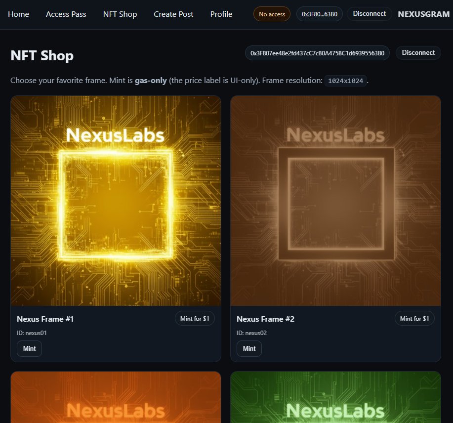 Quest_Hunter1's tweet image. Testing the NEXUSGRAM WebApp 🧠✨
Connected my Bitget wallet, tried minting the Access Pass and explored the NFT Shop — interface runs smooth!
Excited to see how this early version evolves.
@NexusLabs @danielmariq @briwhoze @MAXI_Billion @OxBATTLE #NexusTestnet #NodeRunners