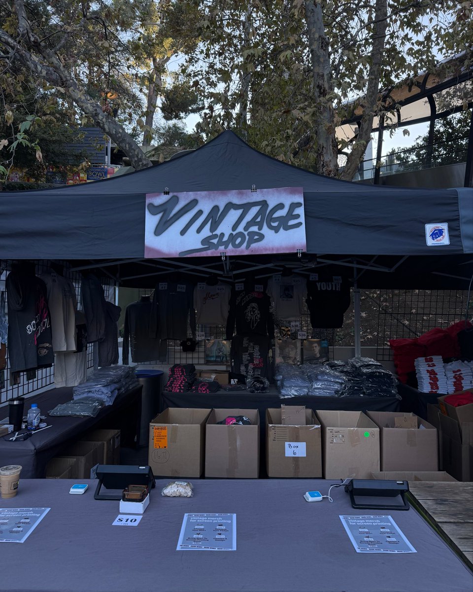 ShawnAccess's tweet image. The #ShawnOnTheRoadAgain vintage merch pop up and screen printing are back for our last show tonight. If you’re at #OnTheRoadAgainLA, head to the box office roof across from tour merch in front of Escalator 1 to get your favorite merch pieces from over the years, and get them…