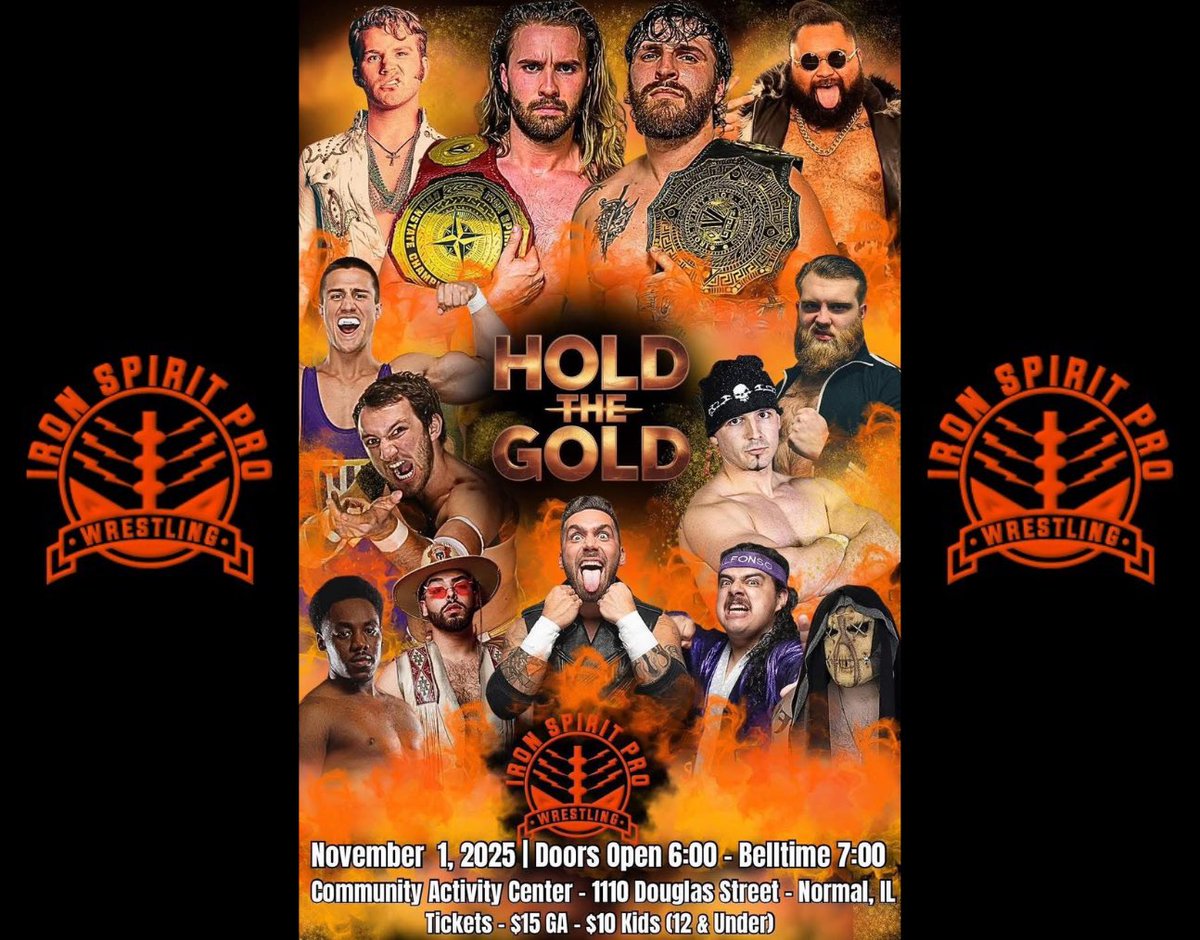 IronSpiritPro's tweet image. 2 weeks away! 💥
Iron Spirit Pro hits the Community Activity Center in Normal, IL on Nov. 1st!
The closer the seat, the wilder the view—make sure yours is locked in.

Reservation link in the comments.
#IronSpiritPro #Wrestling #NormalIL