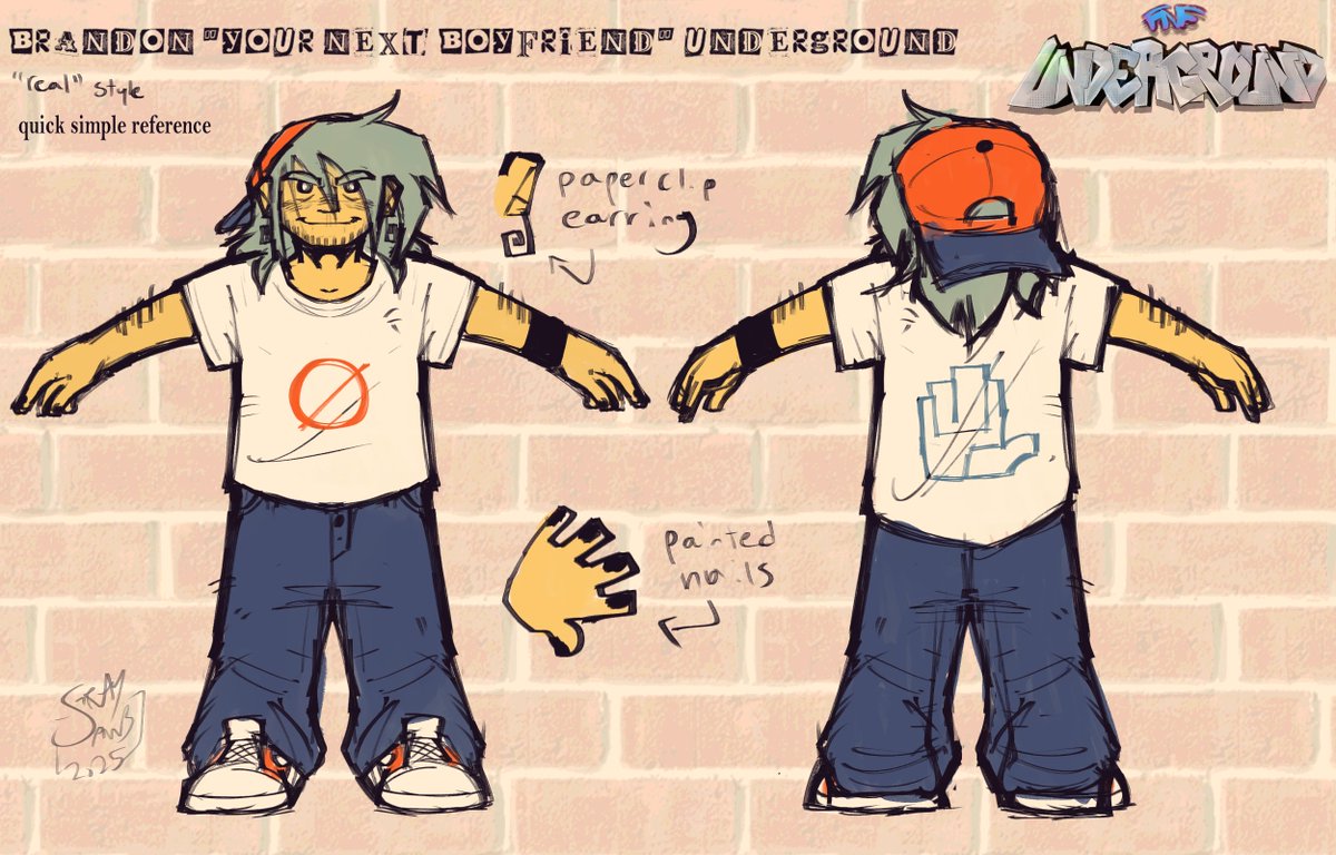 #FNFUNDERGROUND

realized i havent made a reference sheet for Brandons current design so i made a quick messy one