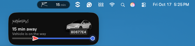 Robotaxi live activity on macOS 26. So cool.
