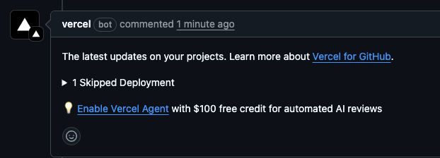 Advertising on private repos is a thing now? Absolutely insane for a product that we already pay for. <a href="/vercel/">Vercel</a>