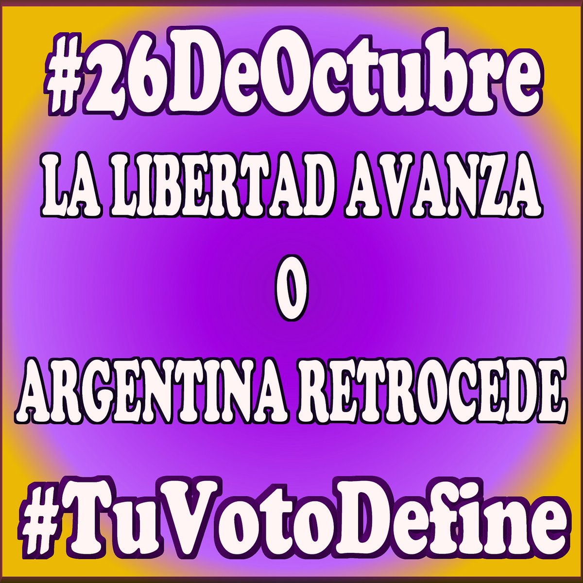 MdqMel's tweet photo. #YoVotoLLA
Enfócate en Argentina! 🇦🇷💜🗳️💪
LA LIBERTAD AVANZA O ARGENTINA RETROCEDE!
El 26 de octubre votemos por un país en Libertad, Democracia y Paz! 🇦🇷
Que el esfuerzo valga la pena!💪🇦🇷💜
Hagamos a Argentina grande de nuevo! 💪💜🇦🇷 https://t.co/pJkKnauFFI
