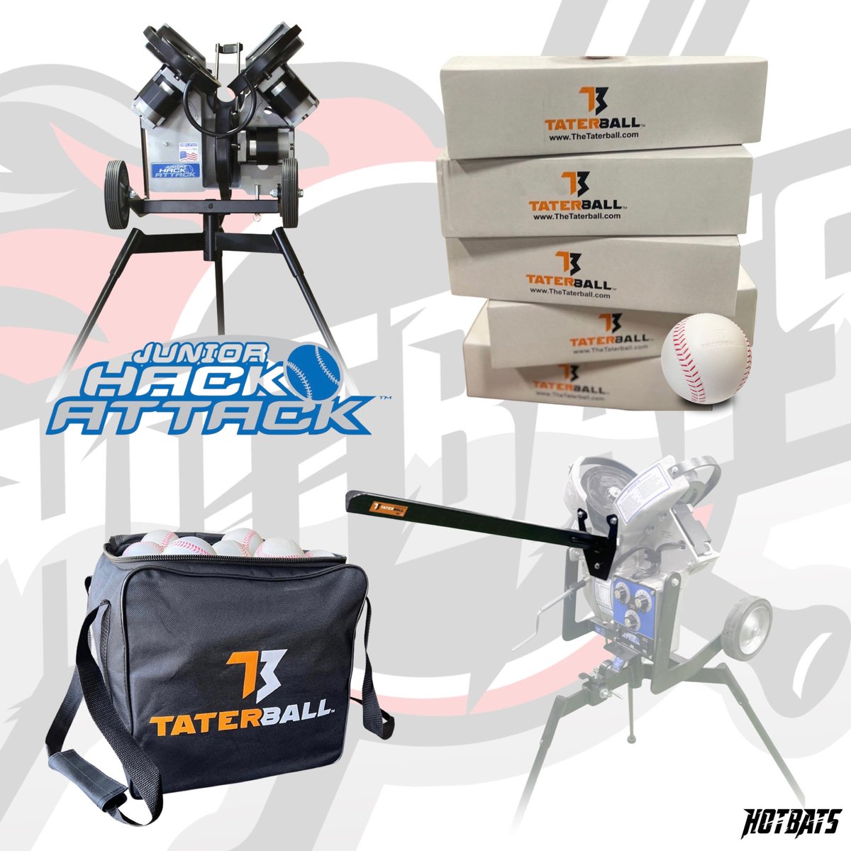 ￼Top Authorized Dealer!
—————————-
🚨PACKAGE DEAL!

Hack Attack Junior Baseball
￼5 Dozen TaterBalls
￼NEW! Pro Extended Chute
￼TaterBall Ball Bag
￼Shipping Included
(except HI &amp; AK)

Please message us for this combo! 
This is a Limited Time offer so jump on it now!￼
