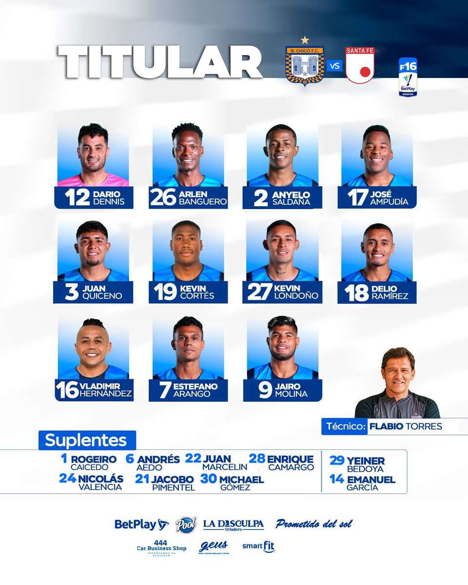 💙🧡 Nómina Titular ⚽️

Así forma el Ajedrezado 🏁♟️para enfrentar esta noche en La Independencia a <a href="/SantaFe/">Independiente Santa Fe</a> 🔴⚪️ en la Liga <a href="/BetPlayCO/">BetPlay</a> Dimayor Il -  2025 🏟️
