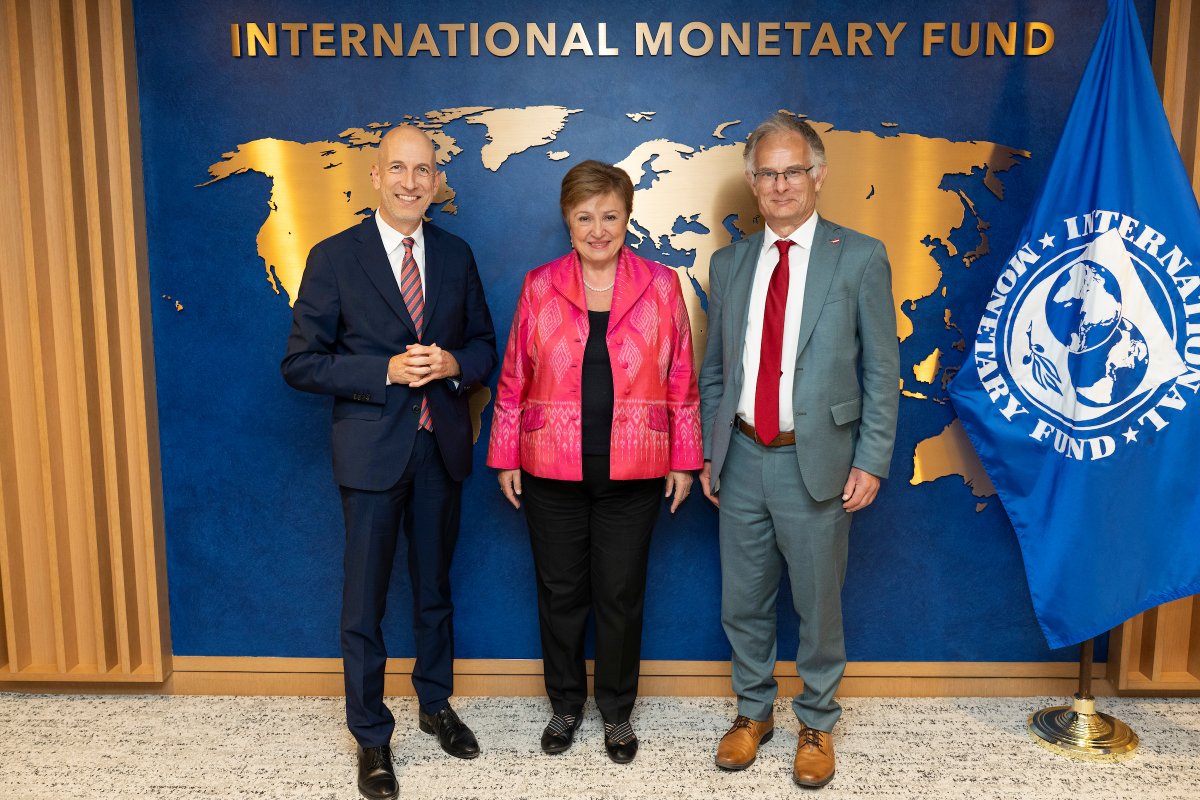 Productive meeting with 🇦🇹 <a href="/oenb/">OeNB</a> Governor Martin Kocher and Finance Minister Markus Marterbauer. I thanked them for Austria’s steadfast support for the IMF and our continued collaboration on key global economic priorities.