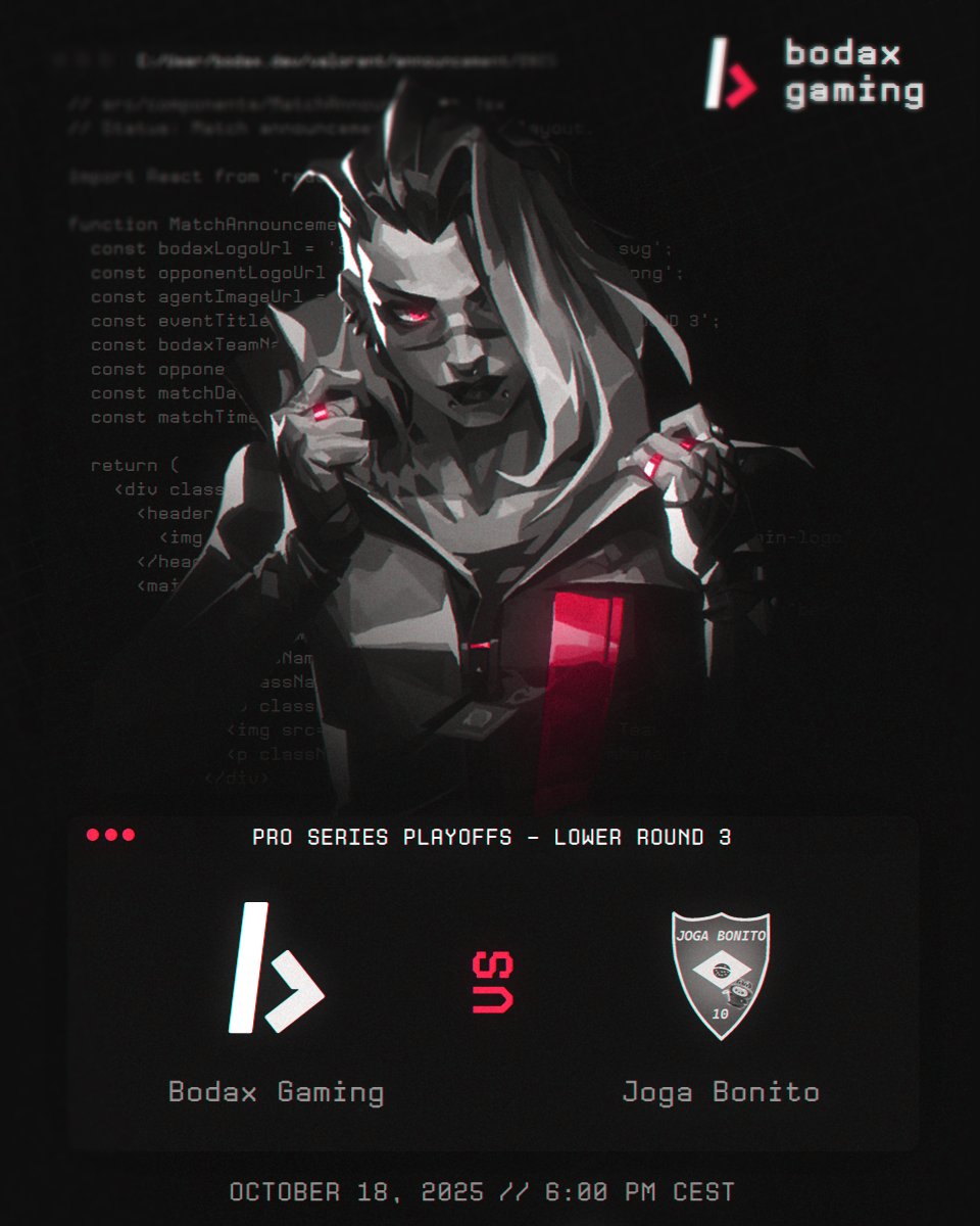 GamingBodax's tweet image. We are NOT done YET. Here we go AGAIN. 

@GamingBodax vs @JogaBonitoGG 

2pm CEST - Official Stream

#GoBodax - LETS GET IT